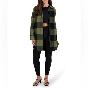 Stylish Green and Black Plaid Utility Jacket